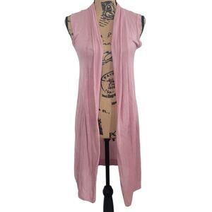 NEW XS Joan Vass duster, dusky pink open front cardigan sweater